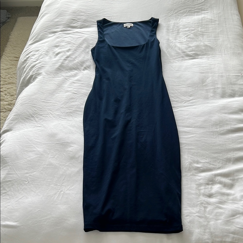 Superdown Blue Sheath Midi Dress Scoop Neck